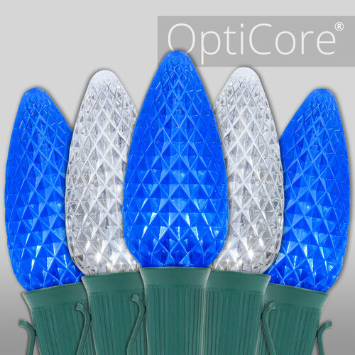 C9 Blue / Cool White OptiCore Commercial LED Christmas Lights, Lights