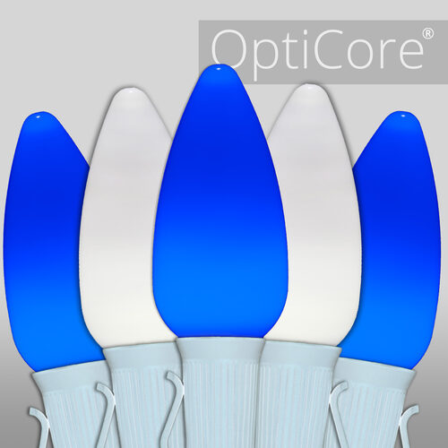 C9 Blue / Cool White Smooth OptiCore Commercial LED Christmas Lights, Lights