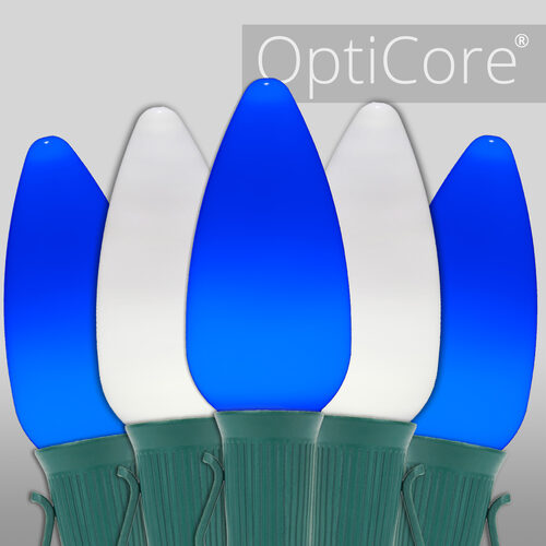C9 Blue / Cool White Smooth OptiCore Commercial LED Christmas Lights, Lights