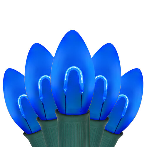 C9 Blue FlexFilament Shatterproof Vintage Commercial LED Christmas Lights, Lights