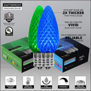 C9 Blue / Green OptiCore Commercial LED Christmas Lights, Lights