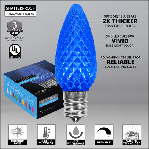 C9 Blue OptiCore Commercial LED Christmas Lights, Lights
