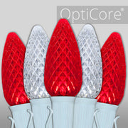 C9 Cool White / Red OptiCore Commercial LED Christmas Lights, Lights