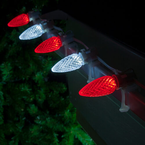 C9 Cool White / Red OptiCore Commercial LED Christmas Lights, Lights
