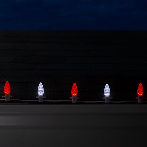 C9 Cool White / Red OptiCore Commercial LED Christmas Lights, Lights