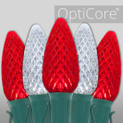 C9 Cool White / Red OptiCore Commercial LED Christmas Lights, Lights