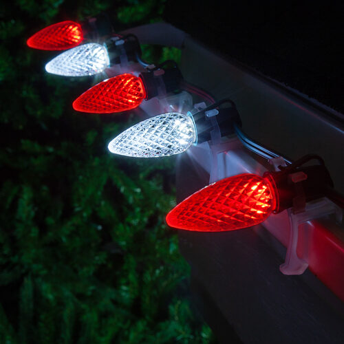 C9 Cool White / Red OptiCore Commercial LED Christmas Lights, Lights