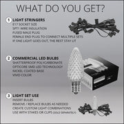 C9 Cool White / Red OptiCore Commercial LED Christmas Lights, Lights
