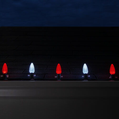 C9 Cool White / Red OptiCore Commercial LED Christmas Lights, Lights