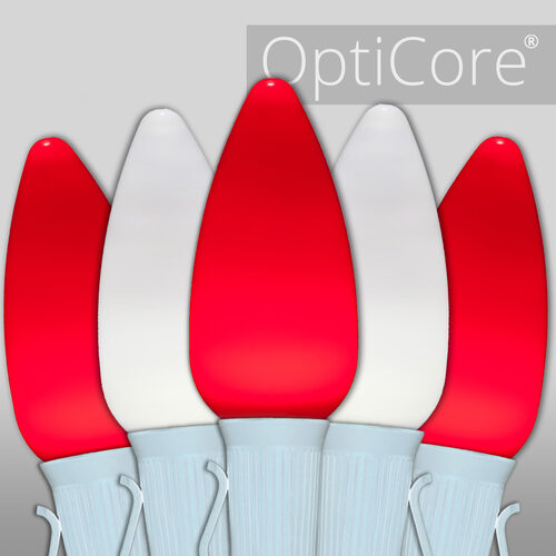 C9 Cool White / Red Smooth OptiCore Commercial LED Christmas Lights, Lights