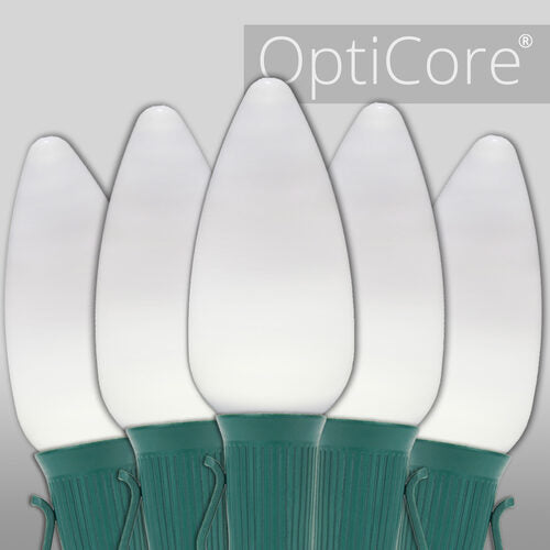 C9 Cool White Smooth OptiCore Commercial LED Christmas Lights, Lights