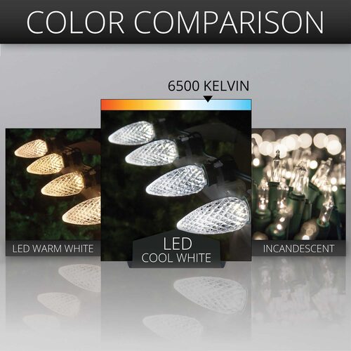 C9 Cool White Twinkle OptiCore Commercial LED Christmas Lights, Lights