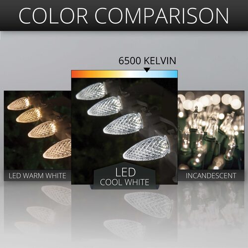 C9 Cool White Twinkle OptiCore Commercial LED Christmas Lights, Lights