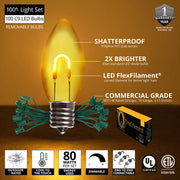 C9 Gold FlexFilament Shatterproof Vintage Commercial LED Christmas Lights, Lights