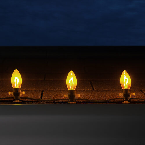 C9 Gold FlexFilament Shatterproof Vintage Commercial LED Christmas Lights, Lights