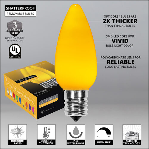 C9 Gold Smooth OptiCore Commercial LED Christmas Lights, Lights