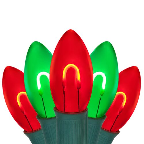 C9 Green / Red FlexFilament Shatterproof Vintage Commercial LED Christmas Lights, Lights
