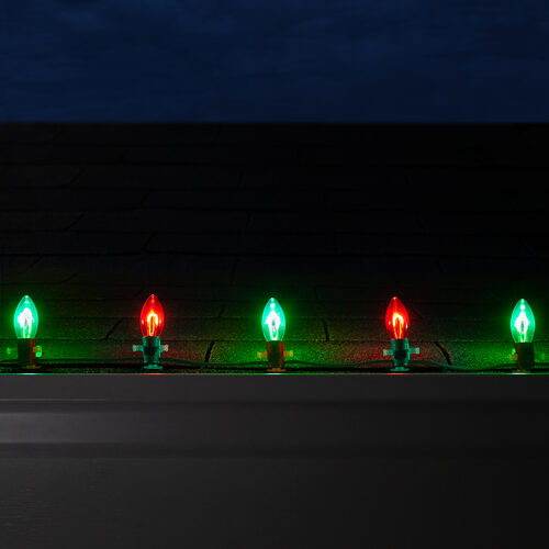 C9 Green / Red FlexFilament Shatterproof Vintage Commercial LED Christmas Lights, Lights