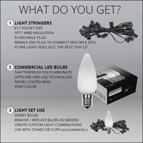 C9 Pink Smooth OptiCore Commercial LED Christmas Lights, Lights