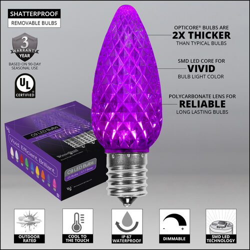 C9 Purple OptiCore Commercial LED Halloween Lights, Lights