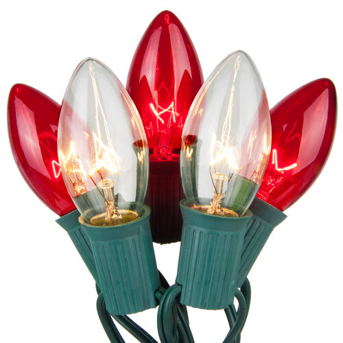 C9 Red / Clear Commercial Christmas Lights, Lights