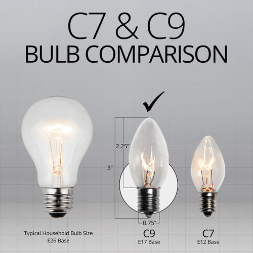 C9 Red / Clear Commercial Christmas Lights, Lights