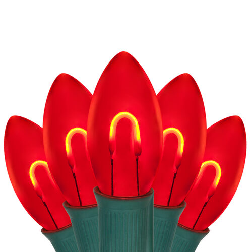 C9 Red FlexFilament Shatterproof Vintage Commercial LED Christmas Lights, Lights