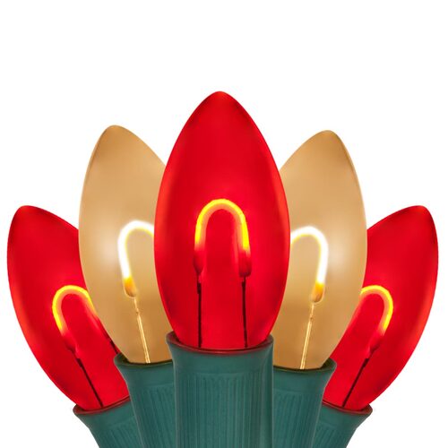 C9 Red / Warm White FlexFilament Shatterproof Vintage Commercial LED Christmas Lights, Lights