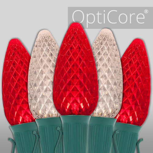 C9 Red / Warm White OptiCore Commercial LED Christmas Lights, Lights