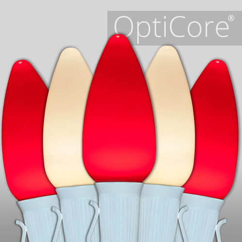 C9 Red / Warm White Smooth OptiCore Commercial LED Christmas Lights, Lights