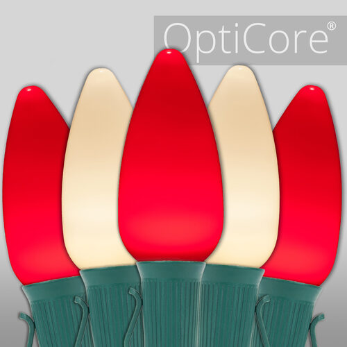 C9 Red / Warm White Smooth OptiCore Commercial LED Christmas Lights, Lights