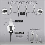 C9 Red / White / Blue Smooth OptiCore Patriotic Pathway Lights, 75 Lights, 5 Inch PathPRO TM Stakes, 75'