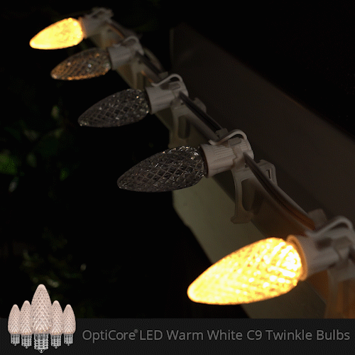 C9 Warm White Twinkle OptiCore Commercial LED Christmas Lights, Lights