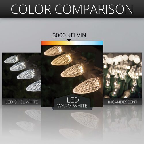 C9 Warm White Twinkle OptiCore Commercial LED Christmas Lights, Lights