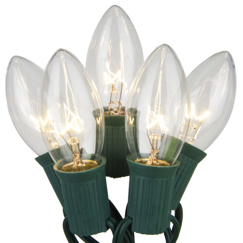 Clear C9 Lights on Green Wire