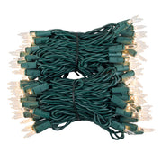 Commercial 100 Clear Mini Lights, Lamp Lock, Green Wire, 6" Spacing