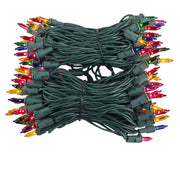 Commercial 100 Multi Color Mini Lights, Lamp Lock, Green Wire, 6" Spacing