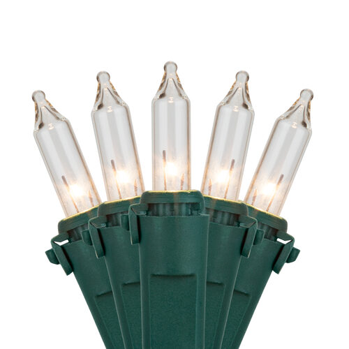 Commercial 150 Clear Mini Lights, Lamp Lock, Green Wire, 6" Spacing