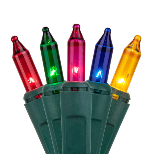 Commercial 150 Multi Color Mini Lights, Lamp Lock, Green Wire, 6" Spacing