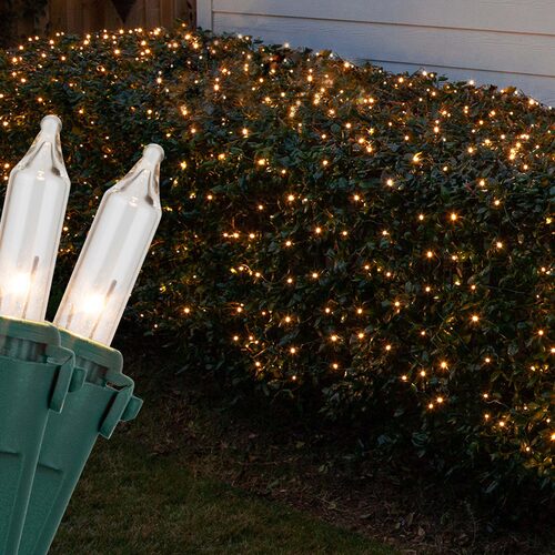 Commercial 4' 6' Mini Clear Mini Christmas Net Lights, 150 Lights on Green Wire