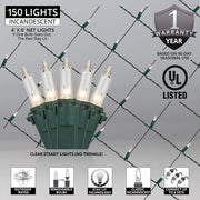 Commercial 4' 6' Mini Clear Mini Christmas Net Lights, 150 Lights on Green Wire
