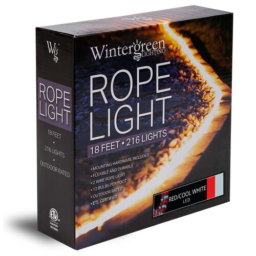 Cool White, Red LED Rope Light, 18 ft