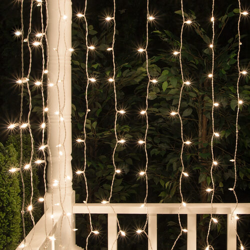 Curtain Lights, 150 Clear Mini Lights on White Wire