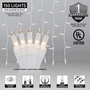Curtain Lights, 150 Clear Mini Lights on White Wire