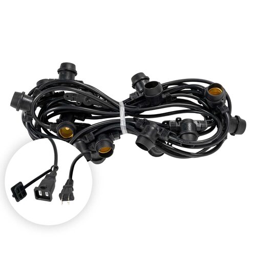 E26 - Medium Light Patio Stringer, Length, 10 Amp SJTW Black Wire