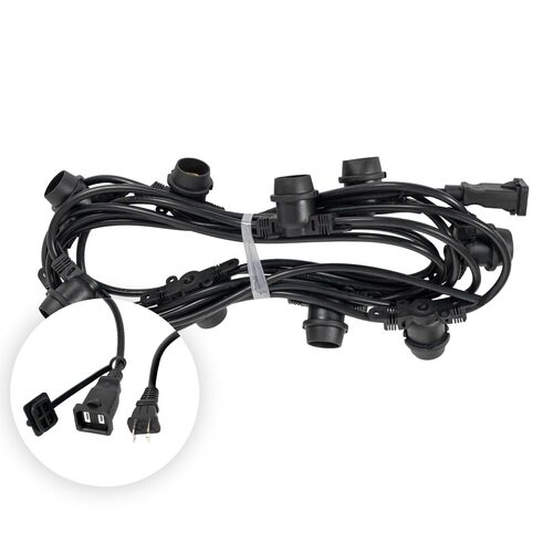 E26 - Medium Light Patio Stringer, Length, 10 Amp SJTW Black Wire