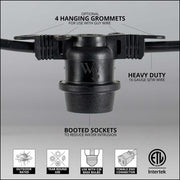 E26 - Medium Light Patio Stringer, Length, 10 Amp SJTW Black Wire