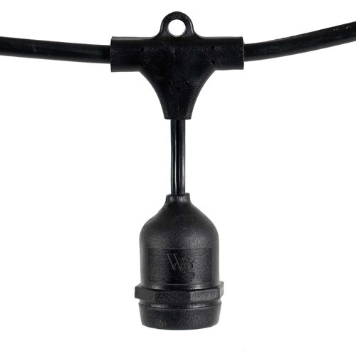 E26 - Medium Light Patio Stringer with Drops, Length, 10 Amp SJTW Black Wire