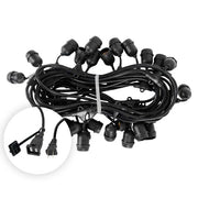 E26 - Medium Light Patio Stringer with Drops, Length, 10 Amp SJTW Black Wire