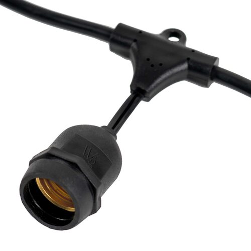 E26 - Medium Light Patio Stringer with Drops, Length, 10 Amp SJTW Black Wire